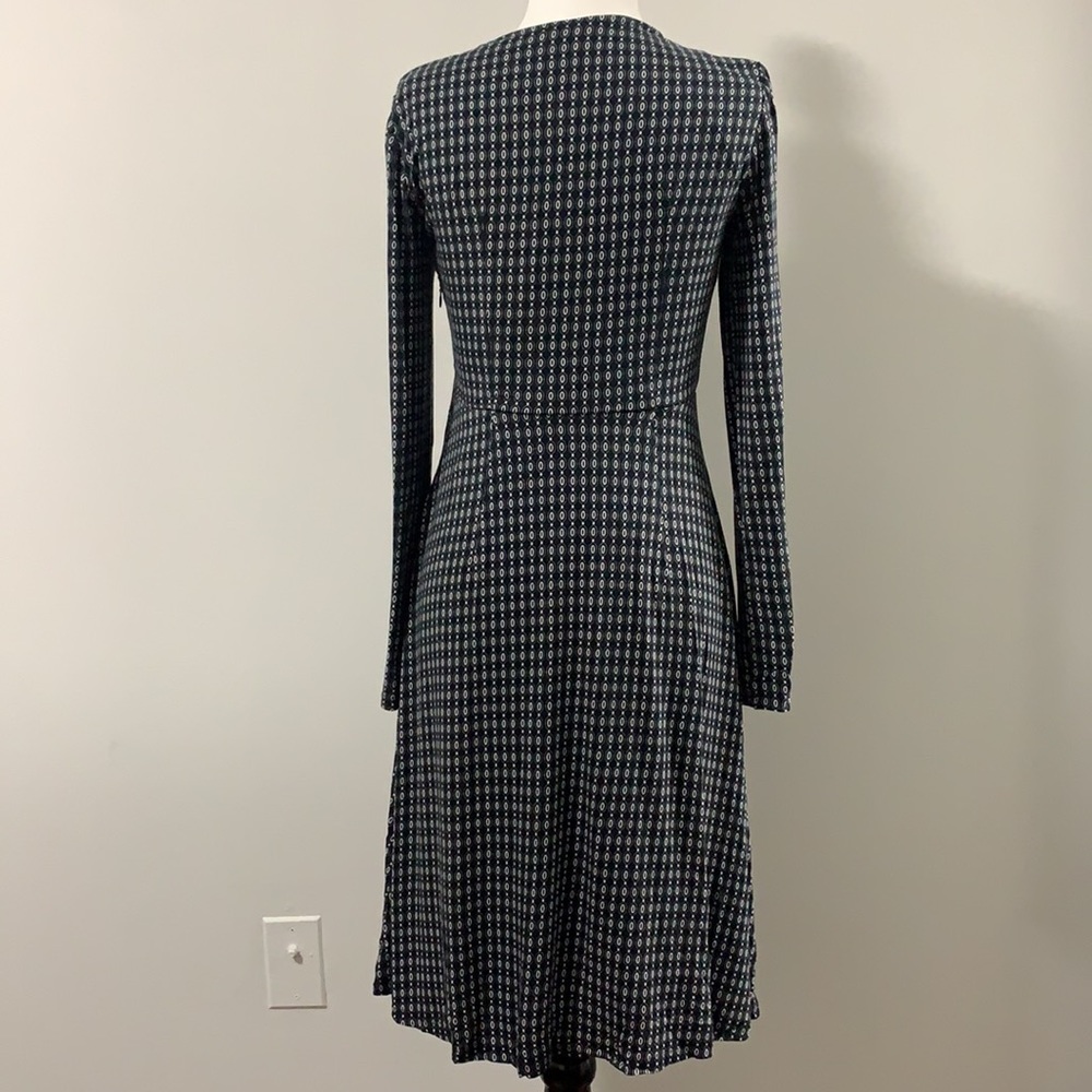 Caroll Paris Geometric Long-Sleeve V-Neck Winter Dress - Picture 3 of 11